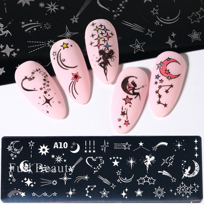 Doska na razenie nechtov s láskou a srdcom, vlnovkou, ružovým bozkom, anglickými znakmi, šablónami pečiatok na zdobenie nechtov na Valentína