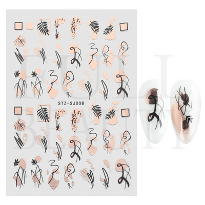 Trake s grafitima Naljepnica za nokte Rose Gold Apstraktna moda 3D klizač za manikuru Lak za tetovaže Ukrasi za nokte LASTZSJ007