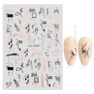 Trake s grafitima Naljepnica za nokte Rose Gold Apstraktna moda 3D klizač za manikuru Lak za tetovaže Ukrasi za nokte LASTZSJ007