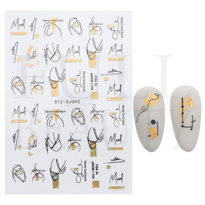 Trake s grafitima Naljepnica za nokte Rose Gold Apstraktna moda 3D klizač za manikuru Lak za tetovaže Ukrasi za nokte LASTZSJ007