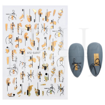 Trake s grafitima Naljepnica za nokte Rose Gold Apstraktna moda 3D klizač za manikuru Lak za tetovaže Ukrasi za nokte LASTZSJ007