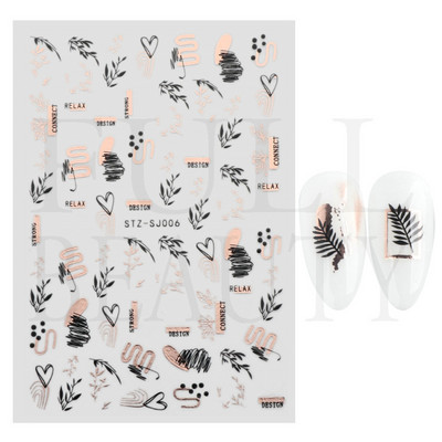 Trake s grafitima Naljepnica za nokte Rose Gold Apstraktna moda 3D klizač za manikuru Lak za tetovaže Ukrasi za nokte LASTZSJ007