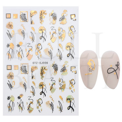 Trake s grafitima Naljepnica za nokte Rose Gold Apstraktna moda 3D klizač za manikuru Lak za tetovaže Ukrasi za nokte LASTZSJ007