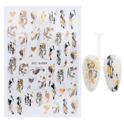 Trake s grafitima Naljepnica za nokte Rose Gold Apstraktna moda 3D klizač za manikuru Lak za tetovaže Ukrasi za nokte LASTZSJ007