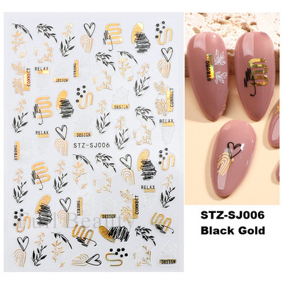 Trake s grafitima Naljepnica za nokte Rose Gold Apstraktna moda 3D klizač za manikuru Lak za tetovaže Ukrasi za nokte LASTZSJ007