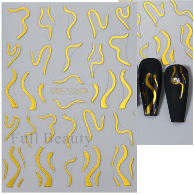 Trake s grafitima Naljepnica za nokte Rose Gold Apstraktna moda 3D klizač za manikuru Lak za tetovaže Ukrasi za nokte LASTZSJ007