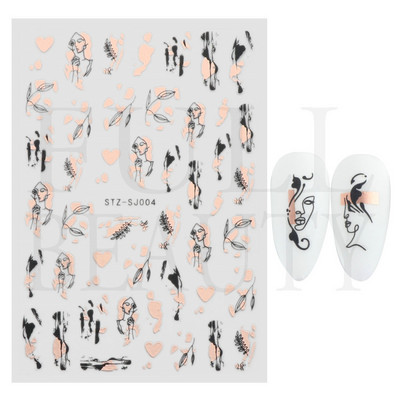 Trake s grafitima Naljepnica za nokte Rose Gold Apstraktna moda 3D klizač za manikuru Lak za tetovaže Ukrasi za nokte LASTZSJ007