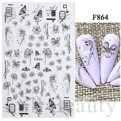 Trake s grafitima Naljepnica za nokte Rose Gold Apstraktna moda 3D klizač za manikuru Lak za tetovaže Ukrasi za nokte LASTZSJ007