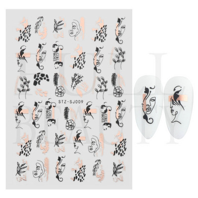 Trake s grafitima Naljepnica za nokte Rose Gold Apstraktna moda 3D klizač za manikuru Lak za tetovaže Ukrasi za nokte LASTZSJ007