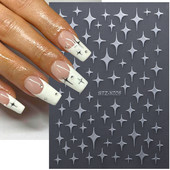3D sjajne zvijezde klizači za nokte Y2K srebrni privjesci za nokte Naljepnice s metalnim efektom Zlatno srebrna ljepljiva naljepnica Dekor FBSTZ-X006
