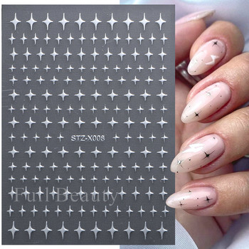 3D Shiny Stars Sliders for Nails Y2K Silver Nail Charms Decals Μεταλλικό εφέ Χρυσό Ασημί Αυτοκόλλητο Διακόσμηση FBSTZ-X006