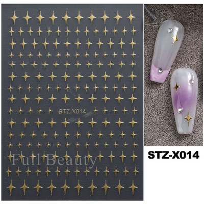 3D sjajne zvijezde klizači za nokte Y2K srebrni privjesci za nokte Naljepnice s metalnim efektom Zlatno srebrna ljepljiva naljepnica Dekor FBSTZ-X006