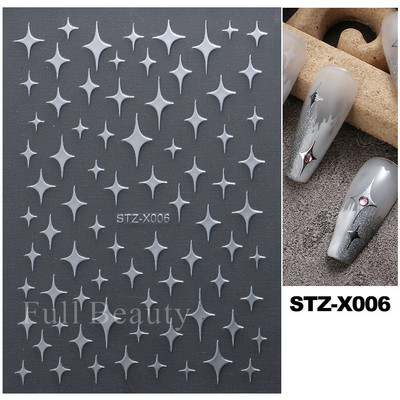 3D sjajne zvijezde klizači za nokte Y2K srebrni privjesci za nokte Naljepnice s metalnim efektom Zlatno srebrna ljepljiva naljepnica Dekor FBSTZ-X006