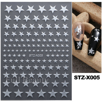 3D sjajne zvijezde klizači za nokte Y2K srebrni privjesci za nokte Naljepnice s metalnim efektom Zlatno srebrna ljepljiva naljepnica Dekor FBSTZ-X006