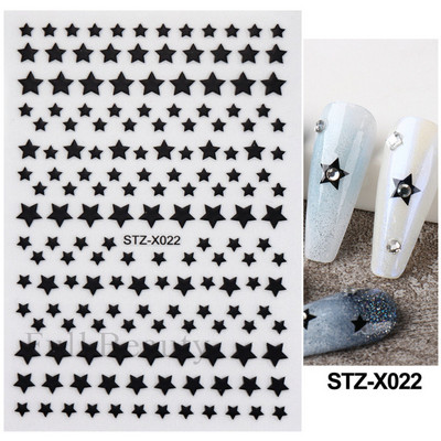 3D sjajne zvijezde klizači za nokte Y2K srebrni privjesci za nokte Naljepnice s metalnim efektom Zlatno srebrna ljepljiva naljepnica Dekor FBSTZ-X006