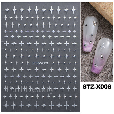3D sjajne zvijezde klizači za nokte Y2K srebrni privjesci za nokte Naljepnice s metalnim efektom Zlatno srebrna ljepljiva naljepnica Dekor FBSTZ-X006