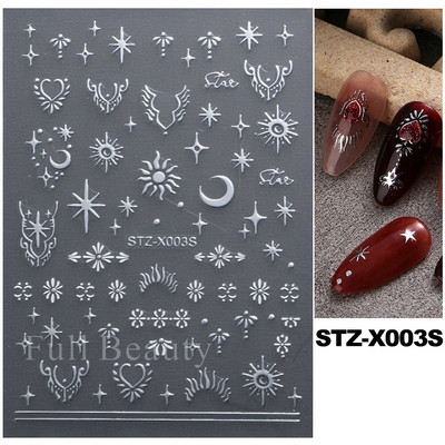 3D sjajne zvijezde klizači za nokte Y2K srebrni privjesci za nokte Naljepnice s metalnim efektom Zlatno srebrna ljepljiva naljepnica Dekor FBSTZ-X006