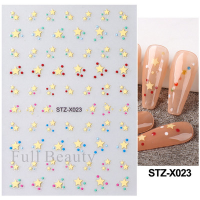 3D sjajne zvijezde klizači za nokte Y2K srebrni privjesci za nokte Naljepnice s metalnim efektom Zlatno srebrna ljepljiva naljepnica Dekor FBSTZ-X006