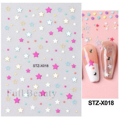 3D sjajne zvijezde klizači za nokte Y2K srebrni privjesci za nokte Naljepnice s metalnim efektom Zlatno srebrna ljepljiva naljepnica Dekor FBSTZ-X006