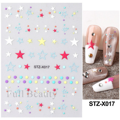 3D sjajne zvijezde klizači za nokte Y2K srebrni privjesci za nokte Naljepnice s metalnim efektom Zlatno srebrna ljepljiva naljepnica Dekor FBSTZ-X006