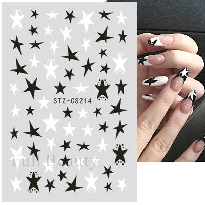 3D sjajne zvijezde klizači za nokte Y2K srebrni privjesci za nokte Naljepnice s metalnim efektom Zlatno srebrna ljepljiva naljepnica Dekor FBSTZ-X006