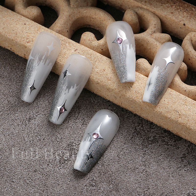 3D sjajne zvijezde klizači za nokte Y2K srebrni privjesci za nokte Naljepnice s metalnim efektom Zlatno srebrna ljepljiva naljepnica Dekor FBSTZ-X006