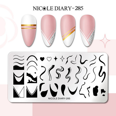 NICOLE DIARY Kļavu lapu nagu apzīmogošanas plāksnes Rudens lapas Dizains Polish Trafarets Nail Art Printing Gel Polish Template Veidņu rīks