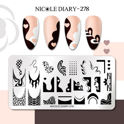 NICOLE DIARY Kļavu lapu nagu apzīmogošanas plāksnes Rudens lapas Dizains Polish Trafarets Nail Art Printing Gel Polish Template Veidņu rīks