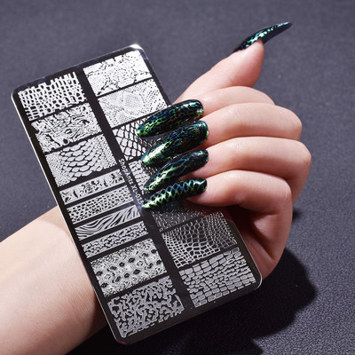 ShopAnts Piele de șarpe Aligator Nail Art Ștampilare Placă Imagine de flori Model natural Șablon de imprimare Șabloane de ștampilă pentru unghii