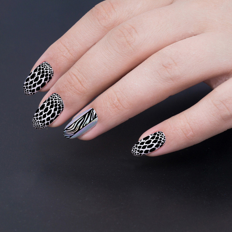 VeikalsAnts Čūskas āda Aligators Nagu mākslas zīmogplāksne Ziedu attēls Dabisku rakstu apdruka Trafaretu nagu zīmogu veidnes