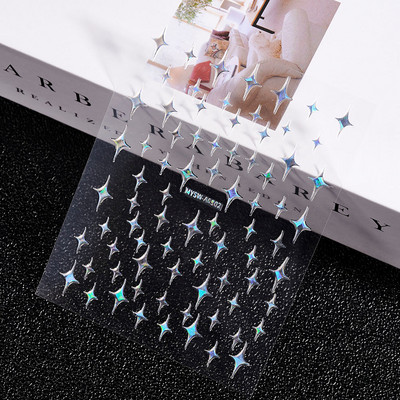 1PC AHA Mjesec/Zvijezda/Križ 3D bronzane naljepnice za nokte 8*10cm Zlatne/Srebrne naljepnice za nokte Zvijezda u obliku križa Laserska zvijezda/Mjesec klizač za manikuru