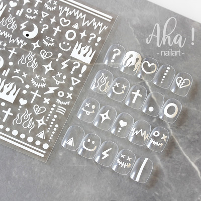 1PC AHA Mjesec/Zvijezda/Križ 3D bronzane naljepnice za nokte 8*10cm Zlatne/Srebrne naljepnice za nokte Zvijezda u obliku križa Laserska zvijezda/Mjesec klizač za manikuru