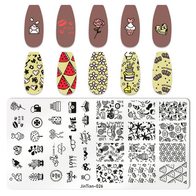 1 gab Nail Art zīmoga plāksne ģeometriskā līnija DIY štancēšanas attēla plāksne 6 * 12 cm nagu štancēšanas plāksne nerūsējošā tērauda plāksnes trafarets JTY150