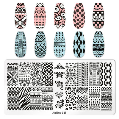 1 gab Nail Art zīmoga plāksne ģeometriskā līnija DIY štancēšanas attēla plāksne 6 * 12 cm nagu štancēšanas plāksne nerūsējošā tērauda plāksnes trafarets JTY150