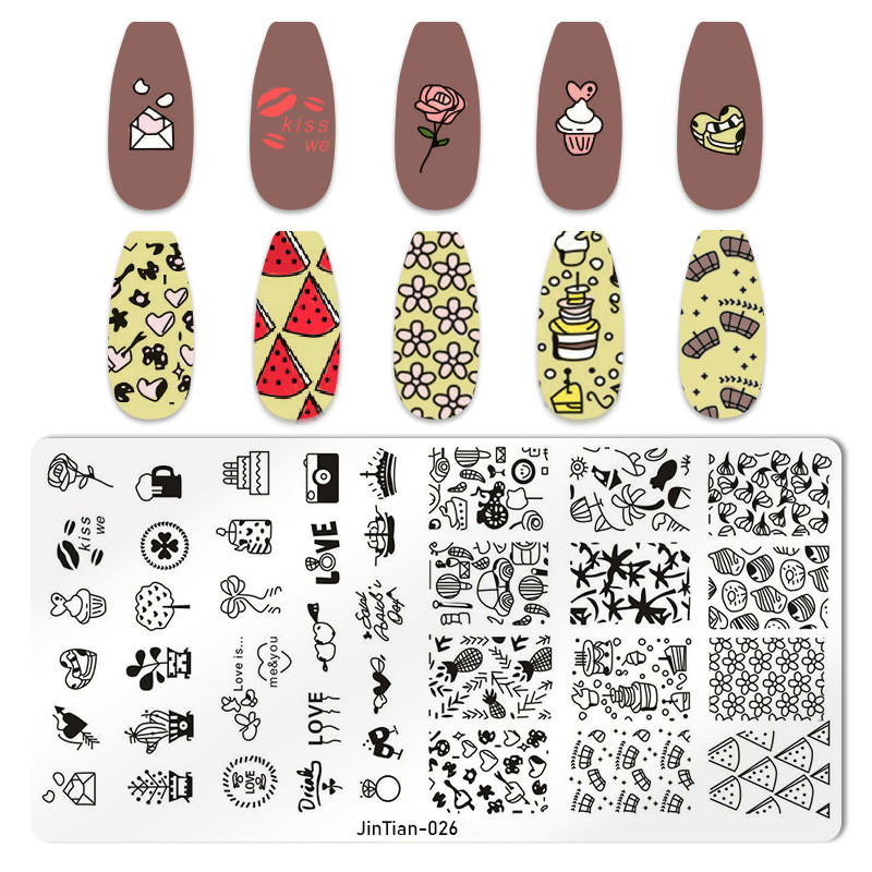 1 gab Nail Art zīmoga plāksne ģeometriskā līnija DIY štancēšanas attēla plāksne 6 * 12 cm nagu štancēšanas plāksne nerūsējošā tērauda plāksnes trafarets JTY150