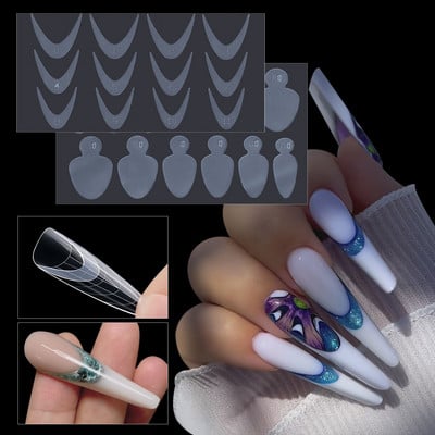 Dual Nail Forms Pads σιλικόνης False Tips for Gel Extension Quick Building επαναχρησιμοποιήσιμα αυτοκόλλητα γαλλικά νύχια φόρμα μαλακών εργαλείων μανικιούρ