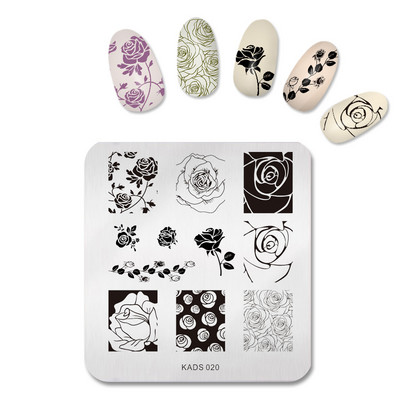 KADS pečat za nokte Cvijeće Pločice za žigosanje noktiju Alati za šablone za pečate od nehrđajućeg čelika za pečate sa slikama za nokte
