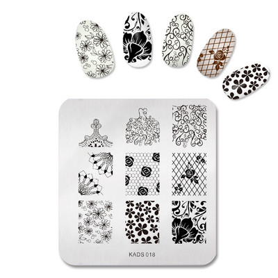 KADS pečat za nokte Cvijeće Pločice za žigosanje noktiju Alati za šablone za pečate od nehrđajućeg čelika za pečate sa slikama za nokte
