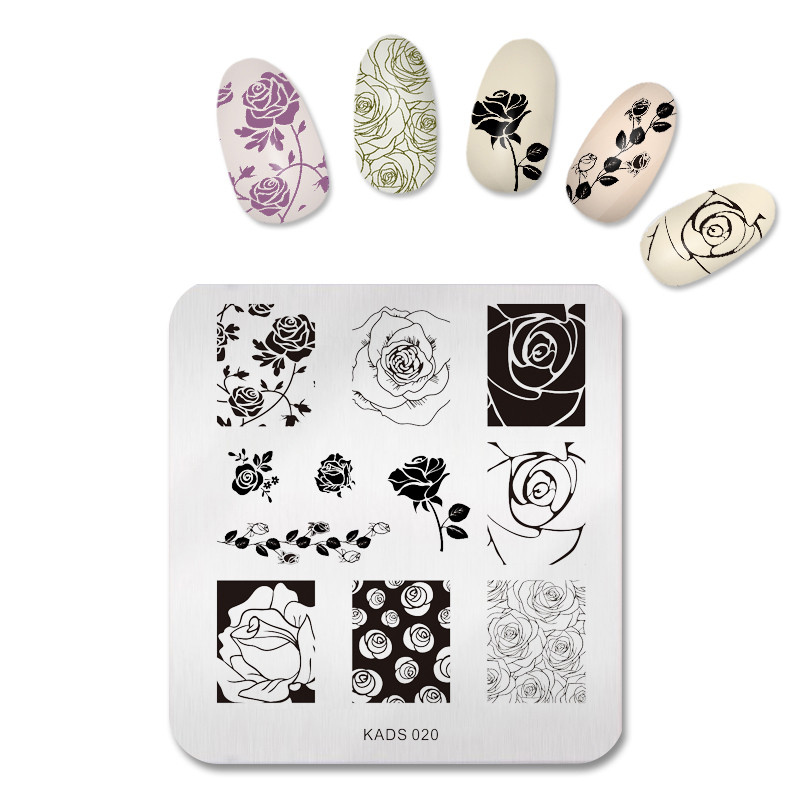 KADS pečat za nokte Cvijeće Pločice za žigosanje noktiju Alati za šablone za pečate od nehrđajućeg čelika za pečate sa slikama za nokte