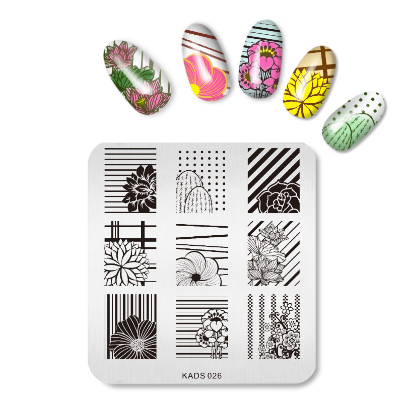 KADS pečat za nokte Cvijeće Pločice za žigosanje noktiju Alati za šablone za pečate od nehrđajućeg čelika za pečate sa slikama za nokte
