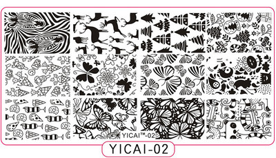 Čipkované doštičky na pečiatkovanie nechtov s geometrickými vzormi kvetov, listov, mačky a vtákov, šablóny na pečiatkovanie na nechty, šablóny na potlač lakov, nástroje na manikúru