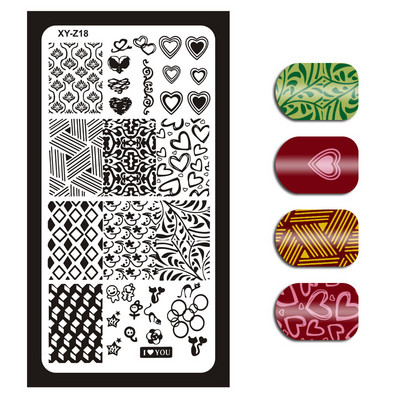 Čipkované doštičky na pečiatkovanie nechtov s geometrickými vzormi kvetov, listov, mačky a vtákov, šablóny na pečiatkovanie na nechty, šablóny na potlač lakov, nástroje na manikúru