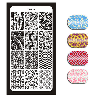 Čipkované doštičky na pečiatkovanie nechtov s geometrickými vzormi kvetov, listov, mačky a vtákov, šablóny na pečiatkovanie na nechty, šablóny na potlač lakov, nástroje na manikúru