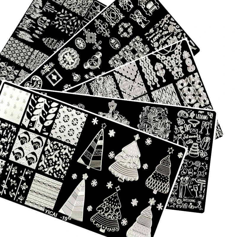 Plăci pentru ștanțarea unghiilor din dantelă, frunze de flori geometrice, pisică, pasăre, șabloane de ștampile pentru arta unghiilor, șabloane de imprimare pentru polonez, instrumente de manichiură