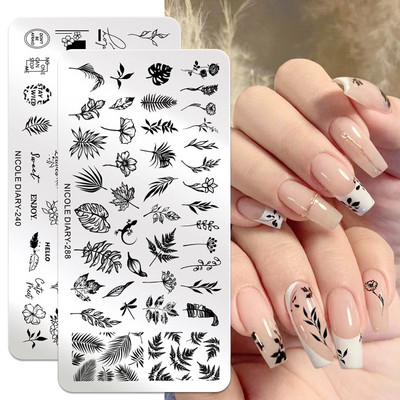 Nail Art bélyegző lemezek Rozsdamentes acél sablon Forma Köröm Gél Lakk Bélyegző Virágok Nyomtatási Sablon Köröm Art Eszközök