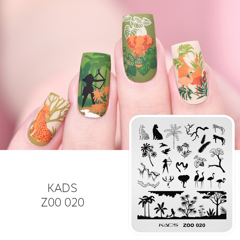 KADS štancēšanas plāksnes nagu zīmoga veidne Dzīvnieku nagu zīmogplāksnes vasaras dizaina trafareti Ziedu ķīniešu ģeometrijas līnijas attēls