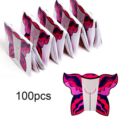 100 komada oblika za nokte za francuske nokte, savjete za nadogradnju, UV gel za izgradnju, samoljepljive papirnate kalupe, šablone