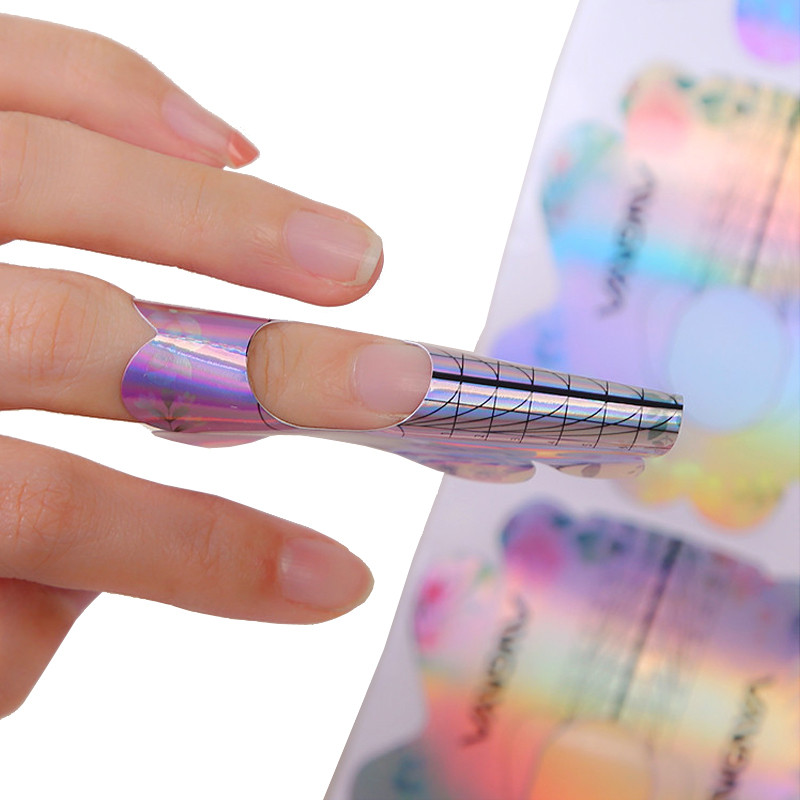 100 komada oblika za nokte za francuske nokte, savjete za nadogradnju, UV gel za izgradnju, samoljepljive papirnate kalupe, šablone