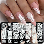12x6cm Nail Art Ploče za žigosanje Latice od čipke Leptir Mandala Biljke Predložak za apstraktne pečate Šablone za ispis laka Kalupi BEBC