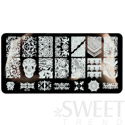 12x6cm Nail Art Ploče za žigosanje Latice od čipke Leptir Mandala Biljke Predložak za apstraktne pečate Šablone za ispis laka Kalupi BEBC